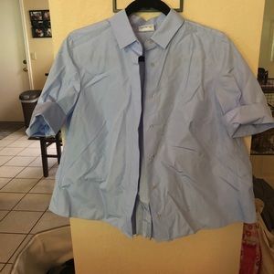 Cropped button down with ruffled back